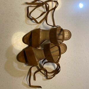 Manolo Blahnik suede lace up sandal